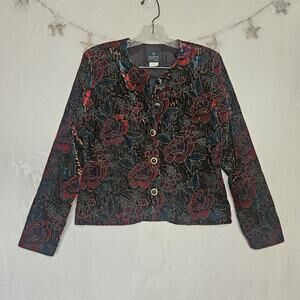 Fritzi Of California Medium Velvet Floral Blazer Jacket Dark Romance Whimsygoth